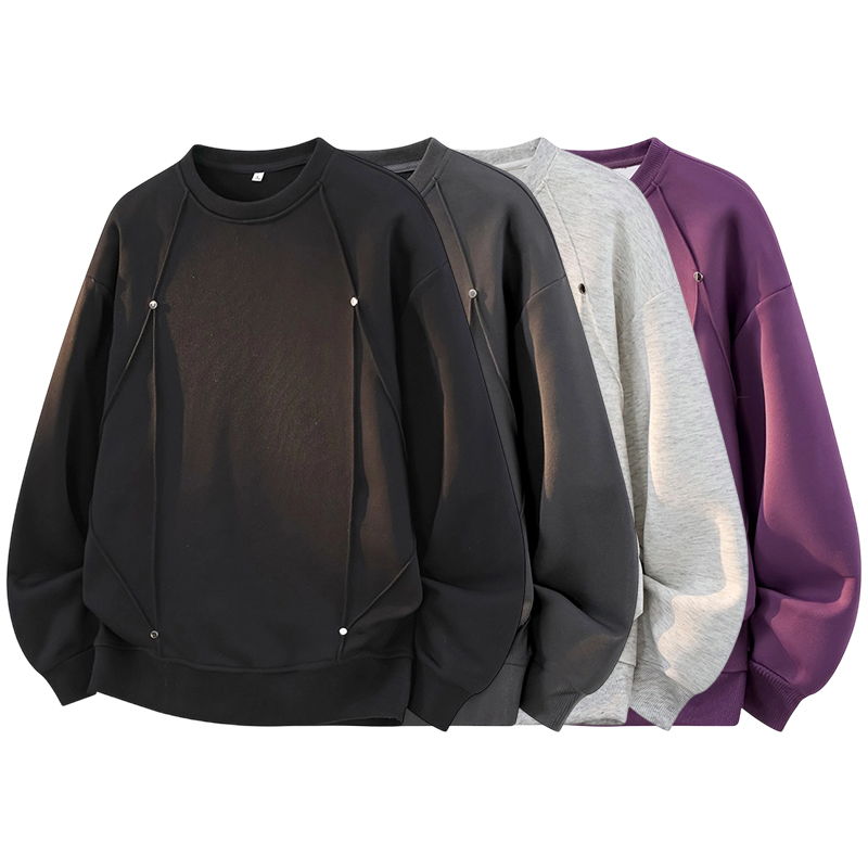 Oversized Crewneck Fleece - Men Oversized Crew Neck Sweatshirt Metal