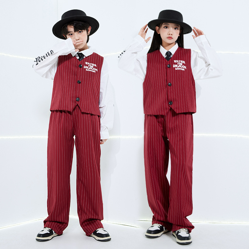Street Fashion Boy - Fashion Girls Striped Street Dancewear Set