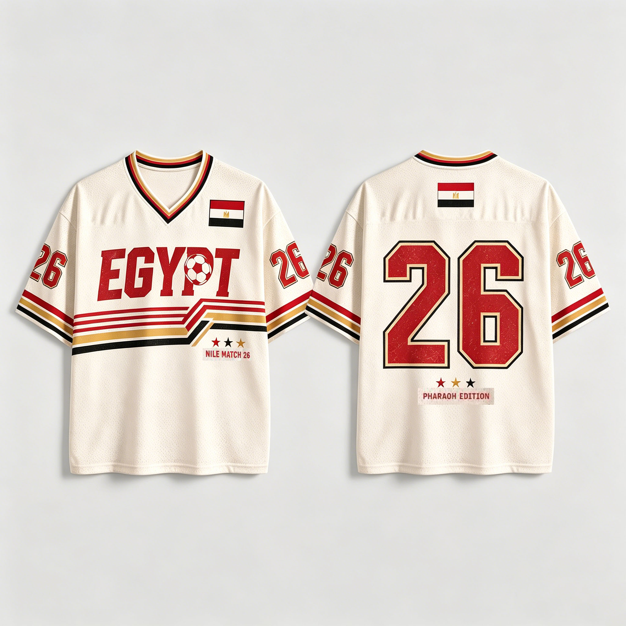 Street Fashion Egypt - 2026 Egypt jersey retro V-neck football
