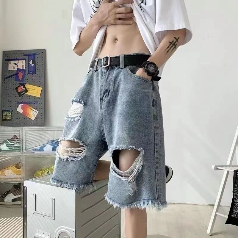 Edgy Cool Men's Ripped Denim S - Street Fashion Hong Kong review and price