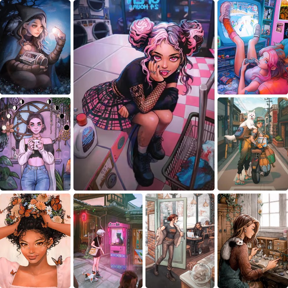 5D DIY Trendy City Lass Diamon - Street Fashion Wallpaper review and price