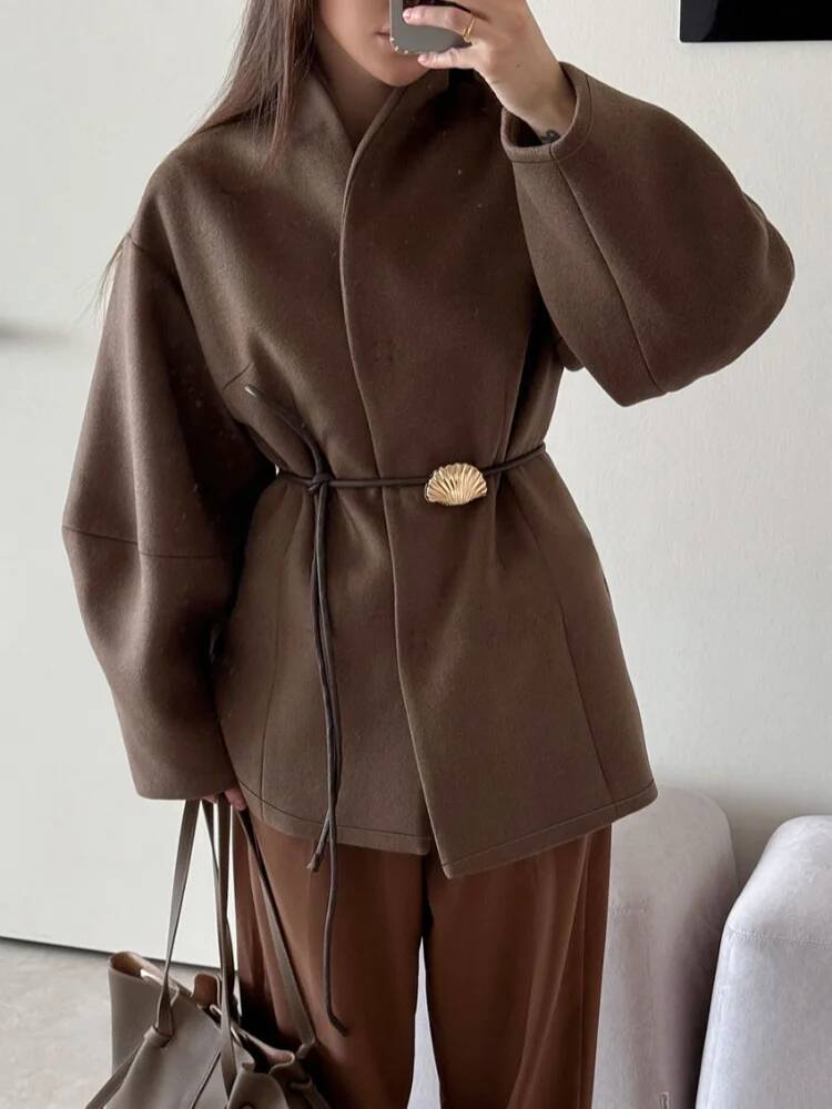Chic Women's Solid Woolen Coat - Street Fashion Taiwan review and price