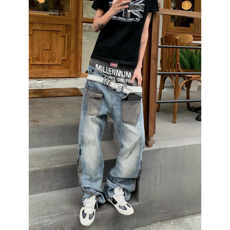 Men's Patchwork Design Jeans 9 - Street Fashion Boy review and price
