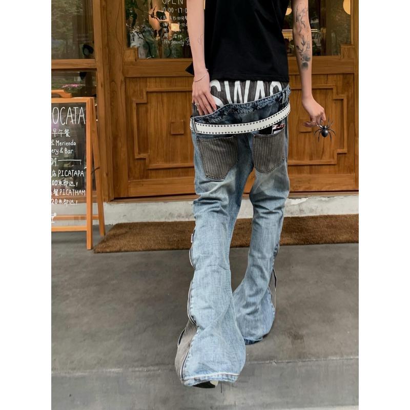 Men's Patchwork Design Jeans 9 - Street Fashion Boy review and price