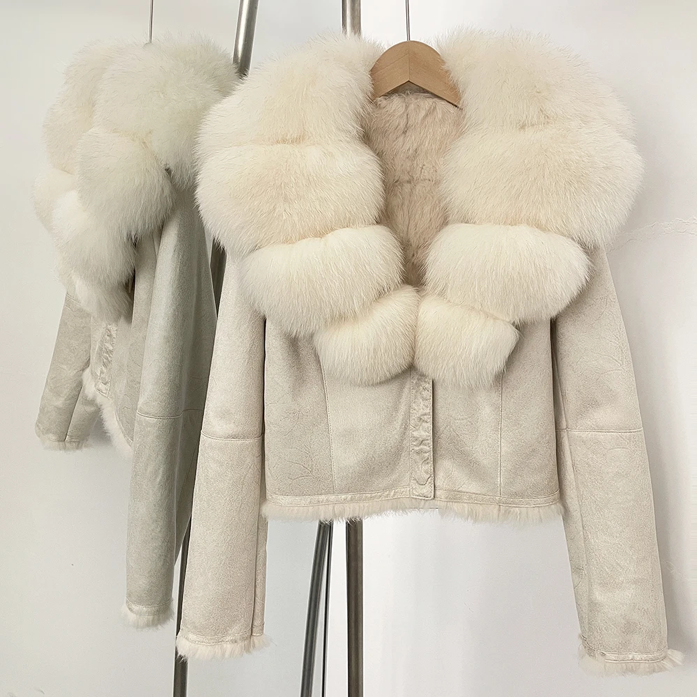 OFTBUY Natural Fox Fur Collar  - Street Fashion Official review and price