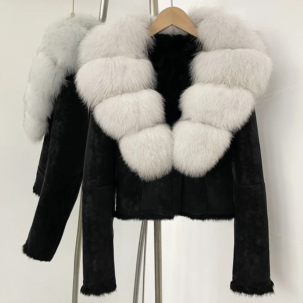 OFTBUY Natural Fox Fur Collar  - Street Fashion Official review and price