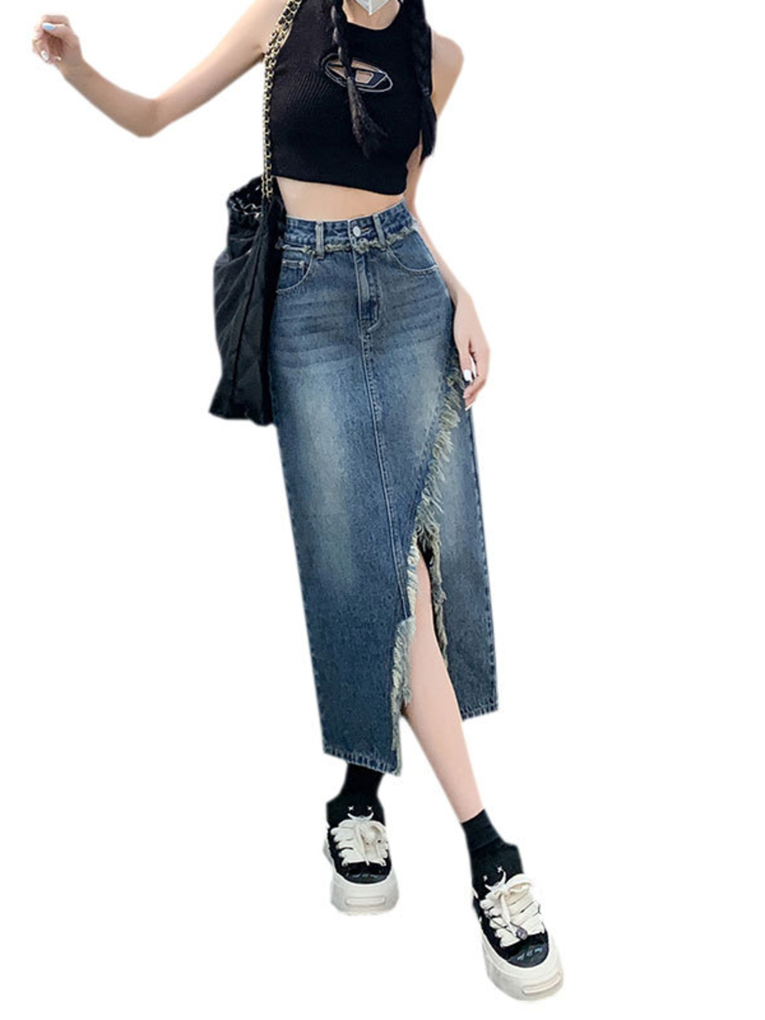 Women's High Waist Denim Skirt - Street Fashion Jeans Women review and price