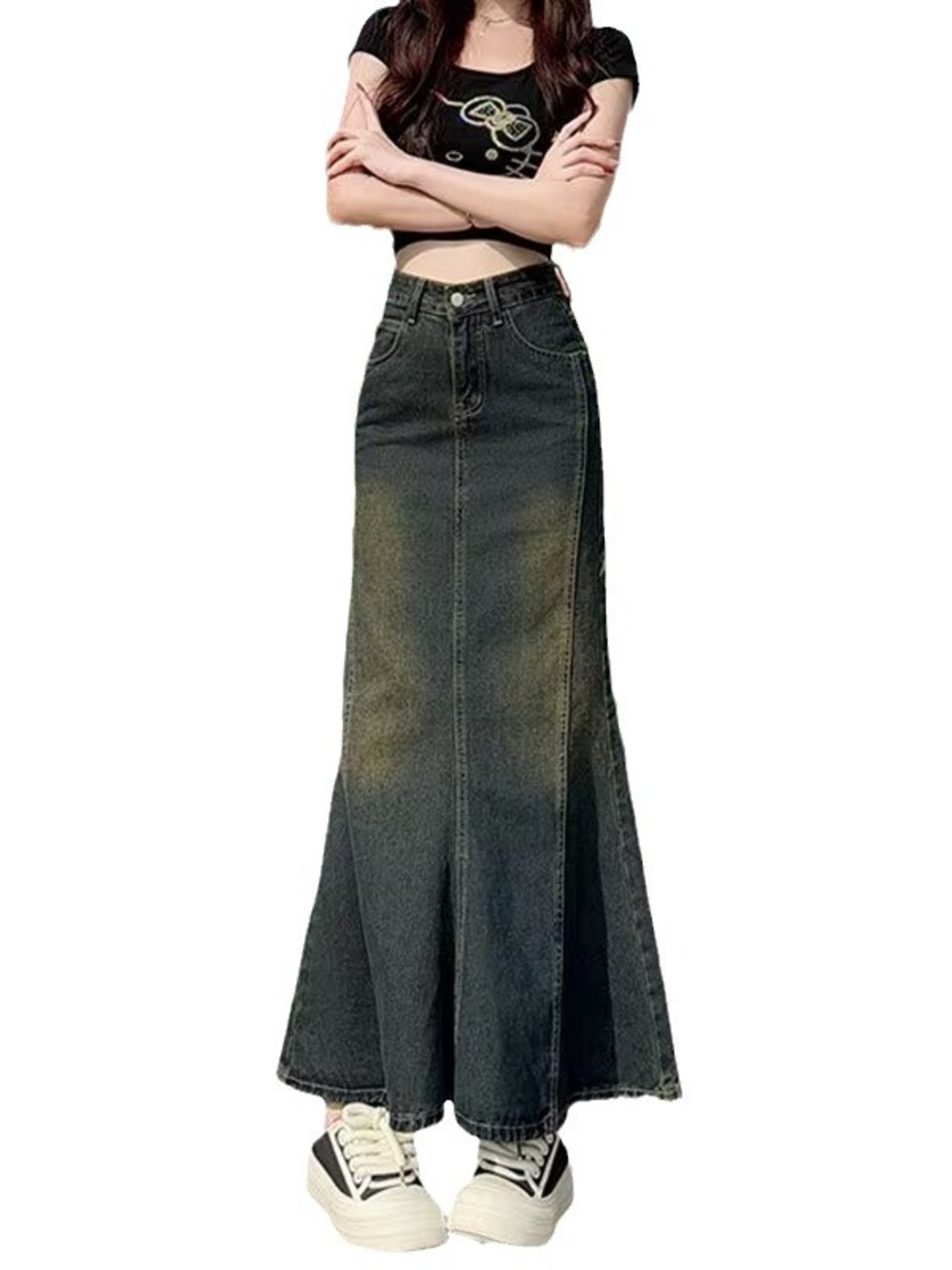 Women's Vintage Washed Denim M - Street Fashion Jeans Women review and price