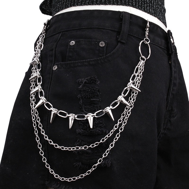 Hip Hop Punk Rock Metal Pants  - Street Fashion Jeans Women review and price