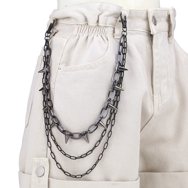 Hip Hop Punk Rock Metal Pants  - Street Fashion Jeans Women review and price