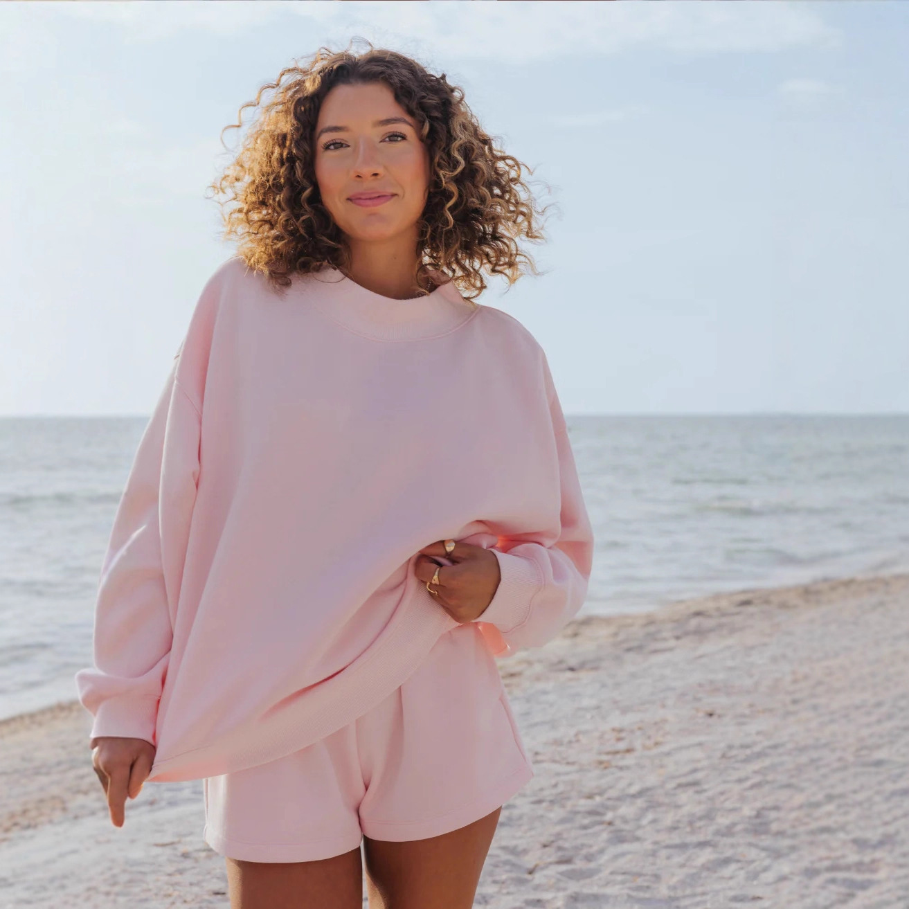 Women Solid Color Fleece Two P - Oversized Crewneck Fleece review and price