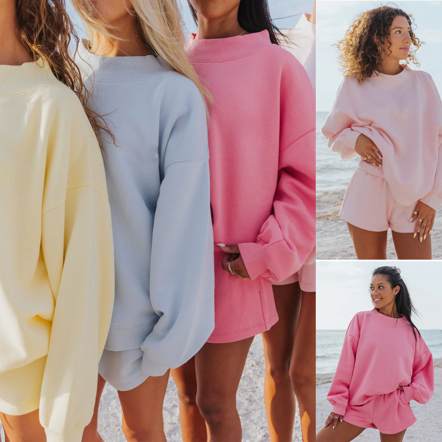 Women Solid Color Fleece Two P - Oversized Crewneck Fleece review and price
