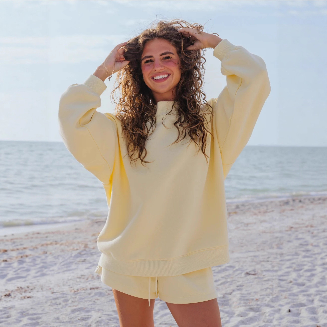 Women Solid Color Fleece Two P - Oversized Crewneck Fleece review and price
