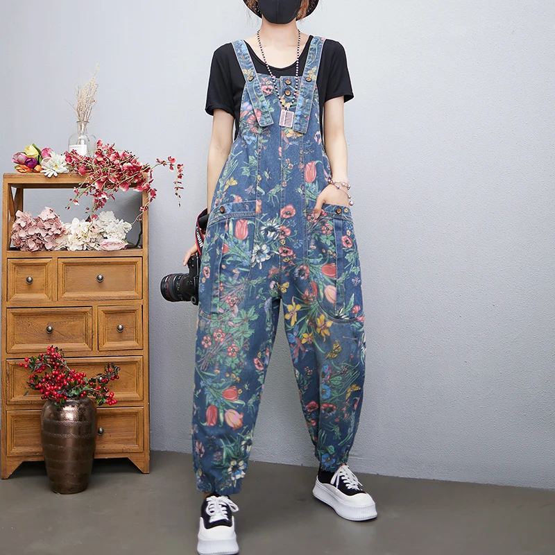 Casual Streetwear Print Floral - Street Fashion Jeans Women review and price