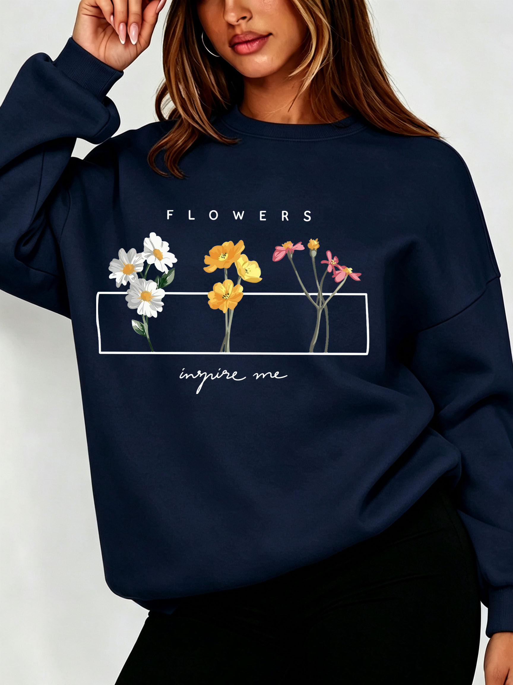 Women Daisy Floral Sweatshirt  - Oversized Crewneck Fleece review and price