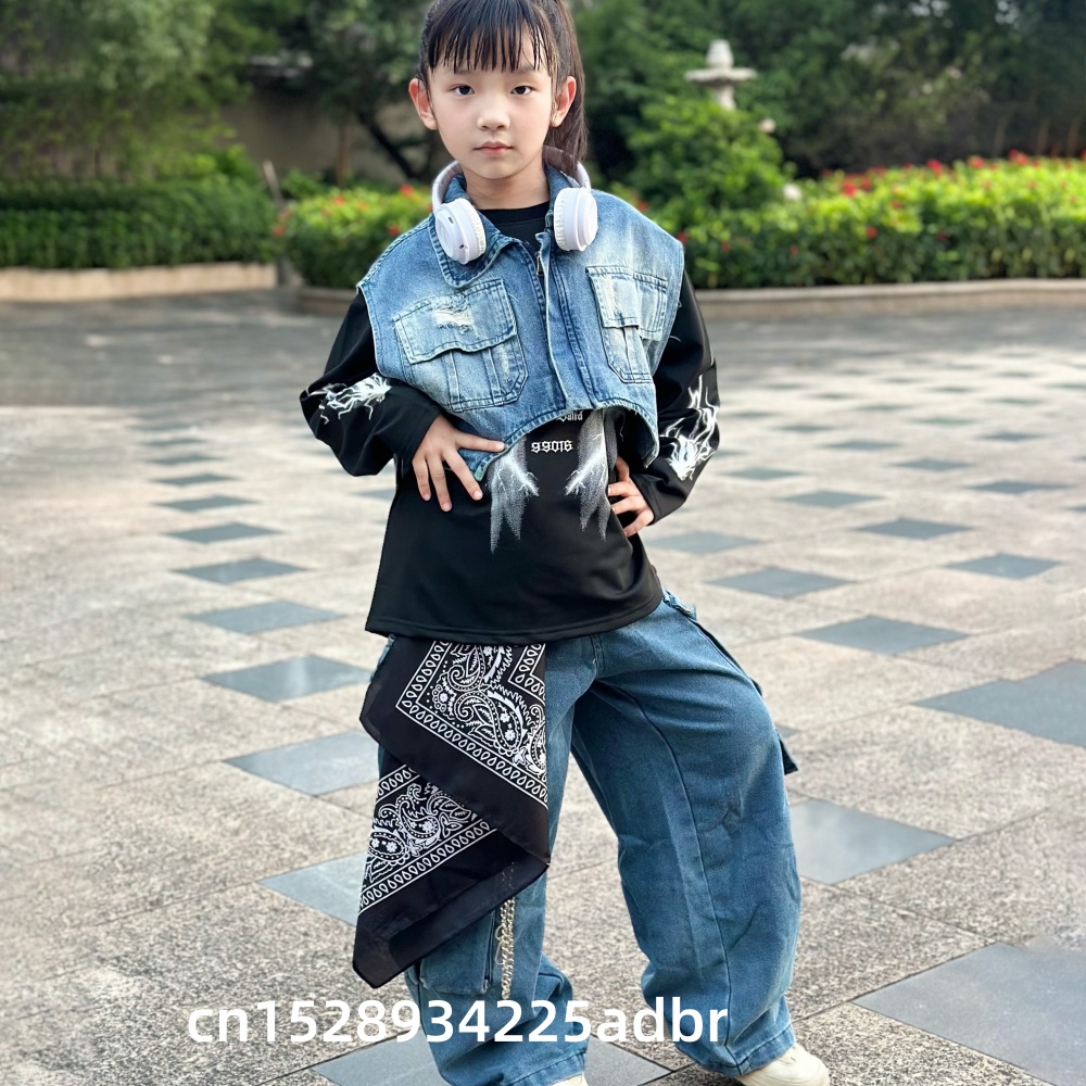 Kid Hip Hop Clothing Denim Blu - Street Fashion Jeans Women review and price