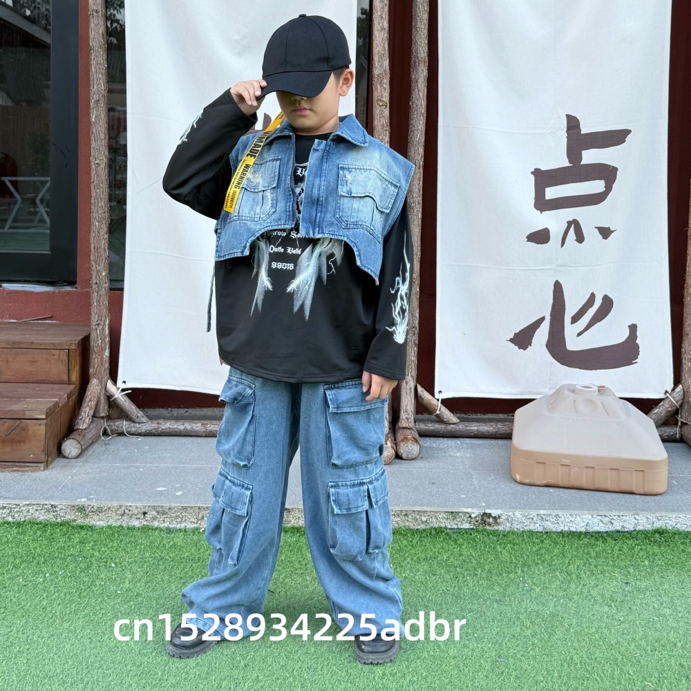 Kid Hip Hop Clothing Denim Blu - Street Fashion Jeans Women review and price